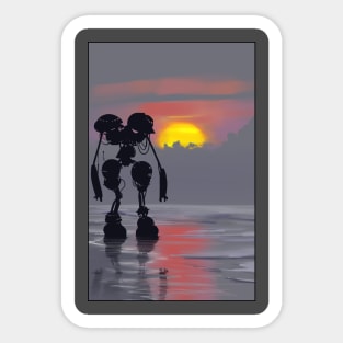 Sunset Gazing Robot Sticker